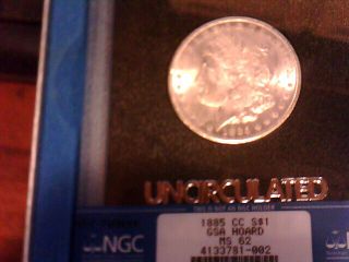 1885 - Cc Rare Gsa Morgan Silver Dollar $1 Ngc Ms62 Carson City W/ Box &