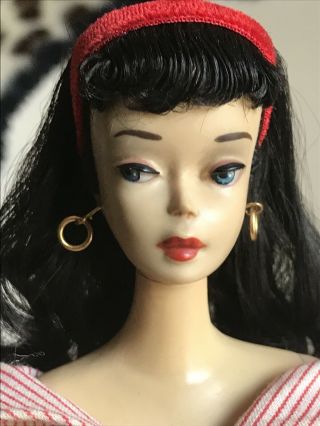 Vtg 50s 60s 3 Pale Brown Eyeliner Brunette Ponytail Nipples Barbie Bettie Page 3