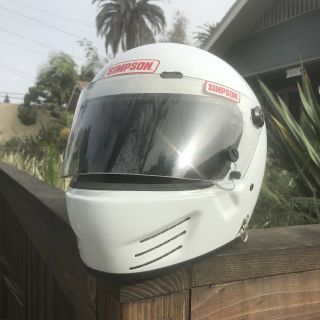 Vintage Simpson Race Helmet Size 7 1/2 White Darth Vader Bandit Moto 3