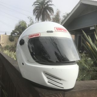VINTAGE Simpson Race Helmet Size 7 1/2 White Darth Vader Bandit Moto 3 2