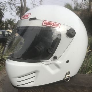 VINTAGE Simpson Race Helmet Size 7 1/2 White Darth Vader Bandit Moto 3 3
