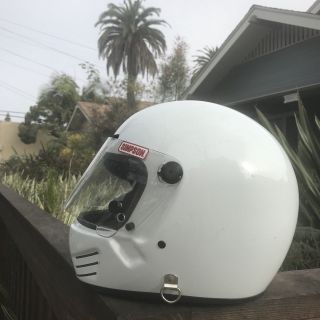 VINTAGE Simpson Race Helmet Size 7 1/2 White Darth Vader Bandit Moto 3 7