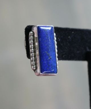 Vintage Jackson Blue Sterling Silver Lapis Lazuli Post Earrings Signed Modern 2