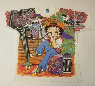Usa Made Vintage 90s Fruit Of The Loom Betty Boop All Over Print T Shirt Xl