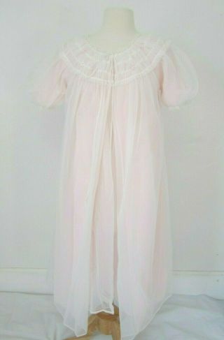 Vintage 1950 ' s Pink Knee Length Sweeping Chiffon Peignoir Robe/Gown Set Size S 2