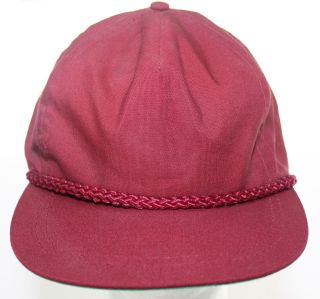 Vintage Deadstock Supreme Strapback Cap Maroon Plain Front Hat Leather Strap