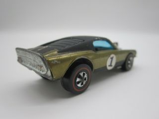Vintage 1969 Hot Wheels Olive Mustang Boss Hoss Redline Redlines Black Roof HK 6