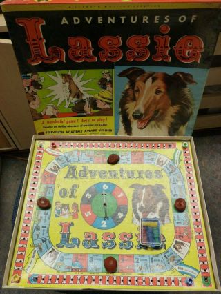 Rare Vintage 1955 Lisbeth Whiting Adventures Of Lassie Board Game,  Model No.  700