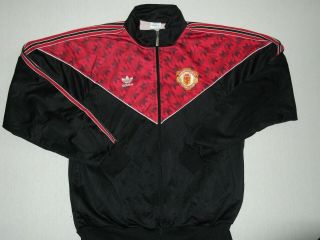 Manchester United Vintage 1990 / 1992 Adidas Track Travel Home Sharp Jacket L/s