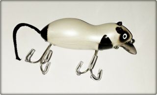 Tough Heddon 9800 Meadow Mouse Spook Lure White,  Black Patches