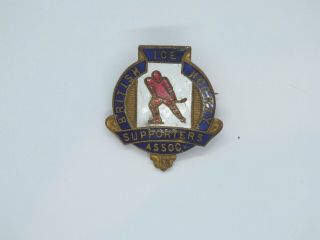 Vintage British Ice Hockey Supporters Assoc.  Enamel Pin Badge.
