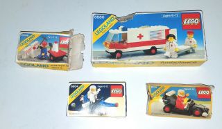 Vintage Lego 6680 Ambulance 1528 Dragster 6804 Surface Rover 6606 Road Repair