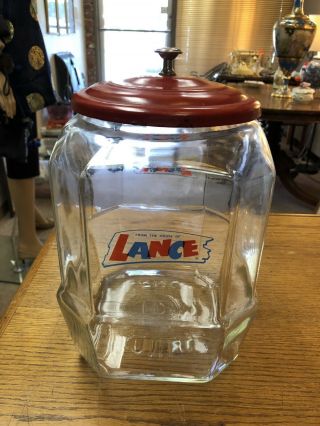 12 " Lance Vintage Glass Store Counter Display Jar With Lid