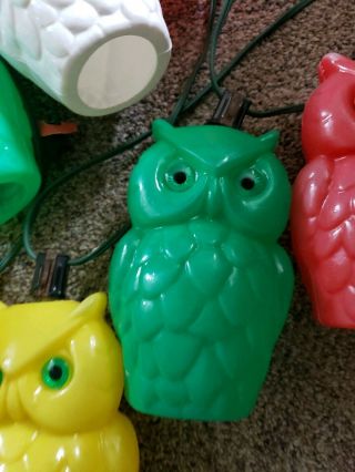 Vintage Retro NOMA Owl Party Lites String 7 Camping Rv Patio Blow Mold Lights 4