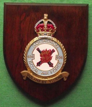 Old Vintage Raf Royal Air Force 656 Squadron Ww2 Kings Crown Crest Shield Plaque