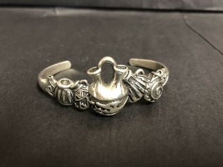 Vintage Sterling Silver Native Indian Navajo Cuff Bracelet Signed Sc