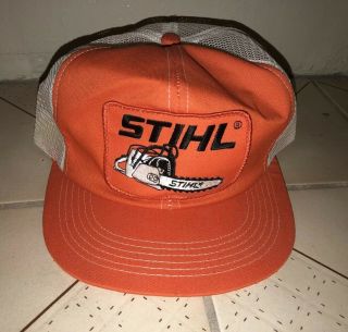 Vintage Stihl Chainsaw Mesh Snapback Trucker Hat Cap K Products Made In Usa Euc
