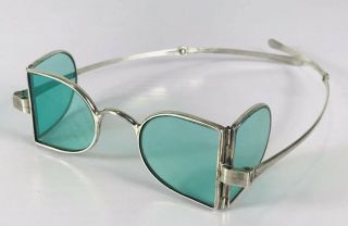 Antique Rare Railway Double D Green Tinted Spectacles Railroad Eyeglasses