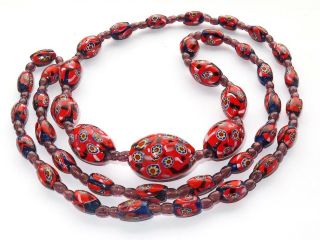 Vintage Venetian Long Millefiori Bead Necklace (bit Different) - Art Deco.