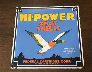 Vintage Porcelain Federal Hi - Power 12 Guage Shot Gun Shell Hunting Ammo Sign
