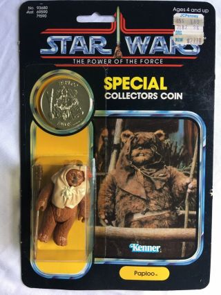 Vintage 92 Back Star Wars Power Of The Force Paploo With Collectors Coin.