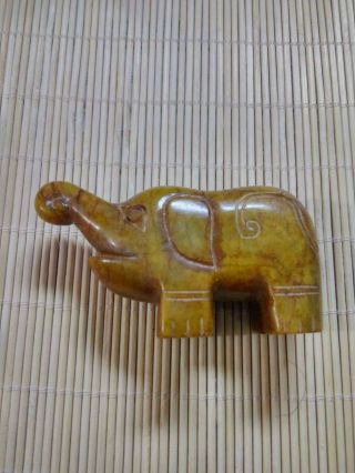 Unique China Old Jade Carving Auspicious Elephant Elephants Animal Statue Pair