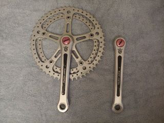 Vintage Sugino Mighty Crankset W/ Drilled Chainrings Iso 175mm