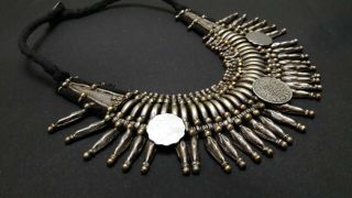 Vintage Nepalese Tribal Jewelry Bana Tharu Kanthshri Brass Alloy Silver Necklace