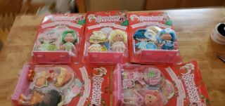 5 Vintage 1991 Thq Strawberry Shortcake Berry Dolls In Package