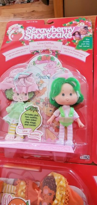 5 VINTAGE 1991 THQ STRAWBERRY SHORTCAKE BERRY DOLLS IN PACKAGE 4