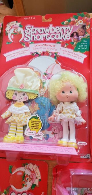 5 VINTAGE 1991 THQ STRAWBERRY SHORTCAKE BERRY DOLLS IN PACKAGE 5