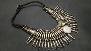 Nepalese Tribal Jewelry Vintage Bana Tharu Kanthshri Brass Alloy Silver Necklace