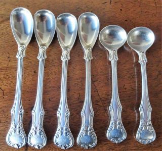 Rare Set Of Six Provincial Sterling Silver Condiment Spoons,  Exeter,  1854 - 55