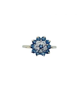Estate Vintage 14k Gold Natural Blue Sapphire & Diamond Accent Ring