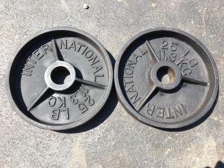 Vintage Deep Dish International Olympic Weights 25lb Pair