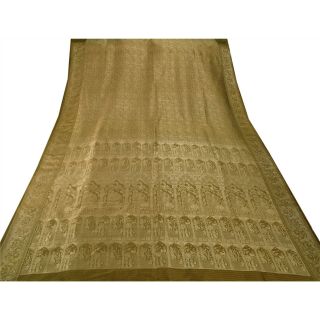 Sanskriti Vintage Green Heavy Saree Pure Silk Craft Fabric Woven Baluchari Sari 4