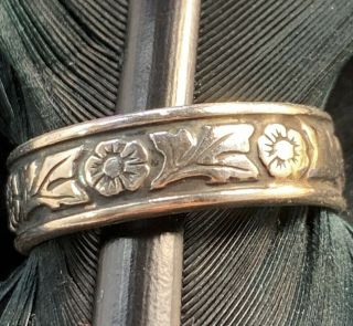 Pretty Vintage Estate Sterling Silver Flower Eternity Band Ring Size 7