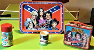 Vintage Dukes Of Hazzard Meal Bundle: Lunchbox W/ Thermos,  Tv Tray And Cup