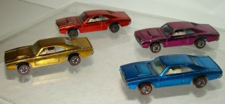 Hot Wheels Vintage Redline 4 - Custom Dodge Charger Gold Blue Red Magenta