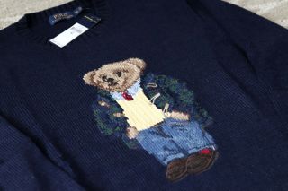 Nwt Polo Ralph Lauren Preppy Bear Toggle Jacket Knit Sweater Navy Xl Vtg 92