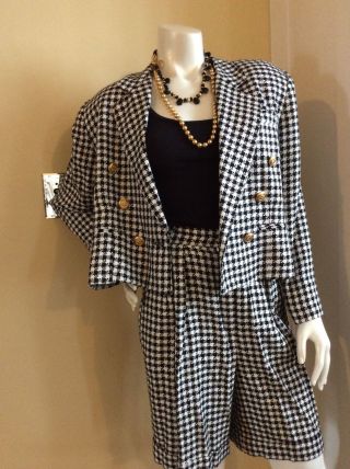 Vintage The.  Limited Houndstooth Blazer Jacket And Shorts Suits Size 8 Suit