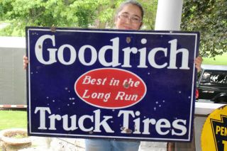 Rare Vintage 1940s Goodrich Truck Tires Gas Oil 2 Sided 36 