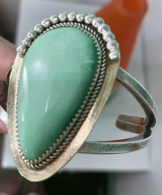 Vintage Navajo Native America Sterling Silver & Turquoise Cuff Bracelet 44 Grams