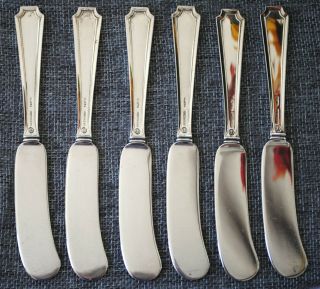 Antique Durgin Fairfax Butter Knife Knives (set Of 6) Estate Sterling No Mono