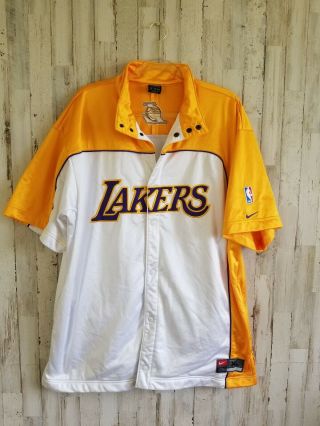 LOS ANGELES LAKERS Basketball NIKE Vintage Sz Xl Warm Up Shooting Jacket White 2