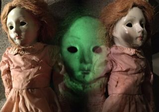 Creepy Haunted 16 » Hollowed Eyed Ceramic Carnival Doll (glows In Dark)
