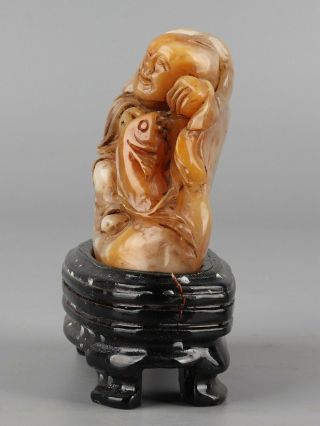 Chinese Exquisite Hand carved Buddha Shoushan Stone seal with Base 2