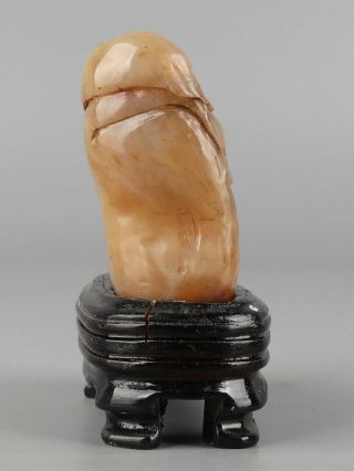 Chinese Exquisite Hand carved Buddha Shoushan Stone seal with Base 4