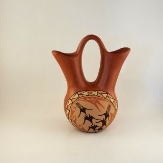 Vintage Native American Pottery Wedding Vase Signed By Juanita Fragua