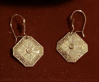 Antique Vintage 14kt White Gold Diamond Earrings - Relisted For Rw